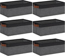 GhvyenntteS Small Fabric Storage Bins with Handles 6 Pack, 11.8" x 7.87" x 5.11" Storage Baskets for Shelves, Baskets for Organizing Clothes Underwear Socks Hats DVDs (Grey/Black) by CozyNest Decor