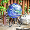 VCUTEKA Glass Outdoor Gazing Globe, Blue and Green Hand Painted Swirled Sphere for Patio Garden Gazing Ball Yard Ornament, 10 Inch by CozyNest Decor