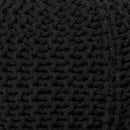 REDEARTH Round Pouf Foot Stool Ottoman - Hand Knitted Bean Bag - Cord Boho Pouffe - Cable Poof Footrest for Living Room - Nursery - Bedroom - Patio - 100% Cotton - Home Decor (19.5"x19.5"x14") - Black by CozyNest Decor