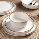GBHOME Ceramic Dinnerware Sets for 8, 24 Pieces Stoneware Plates and Bowls Sets, Scratch Resistant Dishes, Dishwasher & Microwave Safe, Reactive Glaze-Pearl White by CozyNest Decor