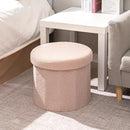 B FSOBEIIALEO Storage Ottoman Cube, Round Ottomans with Storage Foot Stool Footrest for Lving Room, Boucle Ottoman Seat for Dorm Room,Faux Teddy Fur, Pink 15"x15"x15" by CozyNest Decor