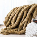 BATTILO HOME Golden Faux Fur Throw Blanket for Couch Sofa, Long Pile Fur Blankets and Throws, Elegant, Fluffy Thick Warm Heavyweight Fur Blanket Reversible to Plush Velvet, 50"x60" by CozyNest Decor