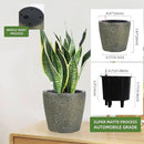 Dexceder 9x8 Inches Self Watering Planter Indoor Outdoor, Inner Pot Design, Thickened Table Flower Plant Pot with Water Level Indicator (Black Gold Crackle) by GreenHaven Gardens
