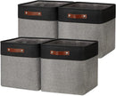 DULLEMELO Storage Bins for Organizing,Closet Storage Baskets for Gift Empty,Large Linen Canvas Storage Bins with Handles for Home Office Toys Shelves(Black&Grey, 13 inch Cube) by TinyTreasures Baby Boutique