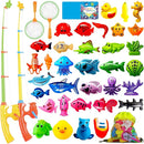 CozyBomB™ Magnetic Fishing Toys Game Set for Kids | Water Table Bathtub Kiddie Pool Party & Pole Rod Net, Plastic Floating Fish Toddler Color Ocean Sea Animals Birthday Age 3 4 5 6 Year by TinyTreasures Baby Boutique