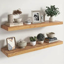 RICHFOCUS Elm Floating Shelves for Wall - 40" W x 9.3" D Rustic Solid Wood Shelves with Invisible Bracket, Wall-Mounted for Living Room, Bedroom, Kitchen Storage & Display, Set of 2, Natural by CozyNest Decor