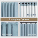 Total Blackout Linen Curtains 96 Inches Long for Bedroom 8 Foot Tall Heavy Thermal Rustic Country Light Blue Black Out Curtains for Living Room Window Drapes Stone Blue Gray Greyish Back Tab 2 Panels by CozyNest Decor