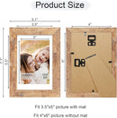 4x6 Picture Frame Set of 4, 4 x 6 Wood Photo Frames with Mat for 3.5x5, Natural Wooden Frame with Real Glass Cover for Wall and Tabletop Display,Brown by CozyNest Decor