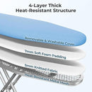 Yaheetech Foldable Ironing Board, Heavy Duty Iron Board with 9 Adjustable Heights, 4 Layer Cover and Safety Iron Rest, 52X14 Compact and Space Save Iron Board for Home Laundry Room Use, Blue by CozyNest Decor
