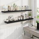 Fun Memories 55 Inch Fireplace Mantel Shelf -Long Floating Shelves, Deep Wall Mounted Farmhouse Display Shelves with Invisible Heavy Duty Metal Bracket, Black, 2 Pack by CozyNest Decor