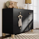 Storkcraft California 6-Drawer Double Dresser (Black with Driftwood) - GREENGUARD Gold Certified, Interlocking Drawer System, Dresser Drawer Organizer for Kids Bedroom by TinyTreasures Baby Boutique