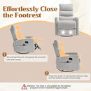 Manual Swivel Rocker Recliner Chair for Adults, Overstuffed Reclining Glider Chair for Nursing with Vibration Massage & Heat, Living Room Rocking Recliner 3-Stage backrest, Chenille Fabric Light Gray by CozyNest Decor