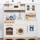 Wooden Play Kitchen for Kids with Realistic and Interactive Features, Includes 20 Toy Kitchen Accessories, Ideal Pretend Playset Gift for Kids and Toddlers Ages 3+ by TinyTreasures Baby Boutique