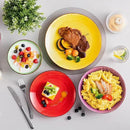 vancasso Bonita Dinnerware Sets, 24 Pieces Multicolor Stoneware Dinner Set for 6, Handpainted Spirals Pattern Ceramic Plates and Bowls Sets Kitchen Plate Set by CozyNest Decor