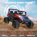 24V 2 Seater Ride on Car Truck, 4x200W, EVA Tires, 4WD/2WD, Rainbow Lights, Remote Control, Shock Absorbers, Bluetooth, Ride On UTV Toy for Kids Ages 3-8, Red by TinyTreasures Baby Boutique
