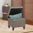 Adeco 17.5" Square Faux Leather Ottoman with Storage - Upholstered PU Foot Rest - Flip Top Footstool with Sturdy Wood Legs, Small Cube Coffee Table Extra Seat for Living Room, Bedroom, Coffee Brown by CozyNest Decor