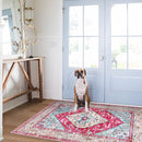 Lahome Boho Round Rug - 6Ft Washable Area Rug, Non-Slip Small Bathroom Rug, Lightweight Bedroom Throw, Oriental Distressed Print Carpet for Entryway, Sofa, Nursery, Kids Room by TinyTreasures Baby Boutique