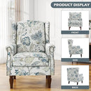 UIXE High Back Floral Accent Chair, Upholstered Armchair in Fabric, Retro Printed Wingback Arm Chair for Living Room, Nailhead Trim Single Sofa Bedroom Reading Seat - Plants Blue by CozyNest Decor