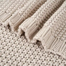 Longhui bedding Chunky Cable Knit Throw Blanket Lightweight Beige 100% Organic Cotton Blanket for Sofa Couch Bed Baby Nursery, Rustic Shabby Chic Modern Farmhouse, 60” x 80” by CozyNest Decor