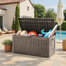 Greesum 120 Gallon Outdoor Storage Box with Lock - Large Resin Deck Box, Reinforced Lid for Garden, Patio, Lawn, Coffee by GreenHaven Gardens