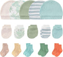 Newborn Baby Boy Girl Caps Mittens Socks Set Cotton Baby Essentials Accessories (Hats+Gloves+Socks) by TinyTreasures Baby Boutique