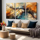 Abstract Living Room Pictures Wall Decor - Modern Bedroom Wall Decor Above Bed - Large 3 Piece Canvas Wall Art for Office Size 24" x 36" by CozyNest Decor