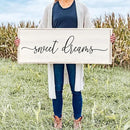 Sweet Dreams Wall Decor Above Bed 40''×15'' Master Bedroom Large Sweet Dreams Sign Farmhouse Wall Decor Guest Room Wood Rustic Framed Over Bed Wall Art Hanging Decoration (White) by CozyNest Decor