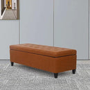 Joveco 51 Inch Storage Ottoman Bench,Tufted Leather Storage Bench for Bedroom (51”,Dark Orange) by CozyNest Decor