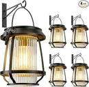 Solar Lanterns Outdoor Waterproof, Metal Hanging Solar Lights Outdoor with Hooks Wall Mount Kit, Solar Powered Lanterns for Garden Porch Patio Fence Decorative 4 Pack (Warm Light) by GreenHaven Gardens