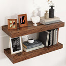 Floating Shelves - 2 Large Wall Mounted Shelves with Invisible Brackets, Long Wood Floating Wall Shelf for Living Room, Bedroom, Kitchen, (Brown, 24" W x 9" D x 1.5" H) by TinyTreasures Baby Boutique