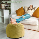 HIGOGOGO Round Stuffed Pouf Ottoman, Corduroy Poufs with Foam Chunk Filling, Furry and Fluffy Pouf Foot Stool Storage Ottoman, 26 X 18 Floor Poufs Foot Rest for Living Room, Green by CozyNest Decor