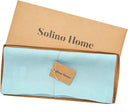 Solino Home Linen Aqua Blue Table Runner 120 Inches Long - 100% Pure Linen 14 x 120 Inch Table Runner for Dining - Fete by CozyNest Decor