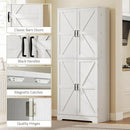 HOMCOM 72" Farmhouse Kitchen Pantry Cabinet, Freestanding Tall Storage Cabinet with 4 Barn Doors, 4 Adjustable Shelves and 8 Door Shelves, Embossed White Wood Grain by CozyNest Decor