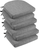 downluxe Indoor Chair Cushions for Dining Chairs, Soft and Comfortable Textured Foam Kitchen Chair Pads with Ties and Non-Slip Backing, 16" x 16" x 2", Dark Grey, 6 Pack by CozyNest Decor