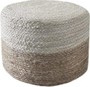 Jute Pouf Ottoman | Footrest Pouf | Hand Braided - Round Boho Pouffe - for Living Room, Bedroom, Nursery (18"x18"x12") Ivory by CozyNest Decor
