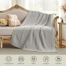 Amélie Home Chenille Knit Throw Blanket for Couch, Chevron Texture Decorative Soft Blanket for Sofa, Bed & Chair, 60"x80", Light Grey by CozyNest Decor