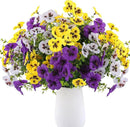 18 Bundles Artificial Fake Pansy Flowers for Outdoor, Faux UV Resistant Silk Pansies Flowers for Outside Planter Front Door Porch Yard Patio Window Box Home Decor (18, Purple, Yellow, White) by CozyNest Decor