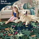 LIVEBOX 6x9 Jungle Dark Rug Dining Room Rugs for Under Table, Soft Modern Green Rugs for Living Room, Washable Kids Rug for Boy Bedroom, Non-Skid Kids Carpet Playmat for Play by CozyNest Decor