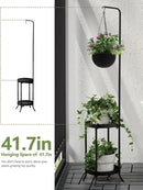2Pcs Hanging Plant Stand Indoor Outdoor, Space-Saving Corner Metal Plant Shelf 3 Potted Flower Pot Stand, 2 Tier 61" Tall Modern Planter Holder for Patio Garden Balcony Living Room Bedroom by GreenHaven Gardens