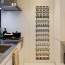 SWOMMOLY Adjustable Wall Mount Spice Rack Organizer, 12-Tier Dual-use (Multi-use) Hanging Spice Shelf Storage for Kitchen Pantry Cabinet Door, Seasoning Holder Organizer, Black by CozyNest Decor