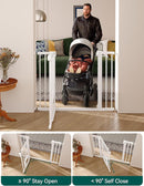 Babelio Baby Gate with Adjustable Cat Door,29-43" Auto Close Durable Pet door for Stairs,Doorways and House,Pressure Mounted,Easy Install,Effortless Walk Thru,White by TinyTreasures Baby Boutique