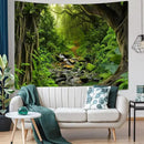 AMM Green Rainforest Tapestry Nature Forest Tapestry for Bedroom Aesthetic Misty Tropical Jungle Trees Flowing Stream Landscape Tapestries Wall Hanging for Living Room Dorm 60 x 44 Inch by CozyNest Decor