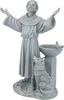 Design Toscano Francis of Assisi Blessing Religious Garden Decor Statue with Bird Bath Feeder, 19 inches Tall, Cast Stone Resin, Gray Stone Finish by GreenHaven Gardens