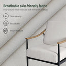 Modern Accent Chairs Set of 2 for Living Room Bedroom Mid Century Arm Chairs Upholstered Office Accent Chairs Comfy Waiting Room Chairs with Metal Frame, Cream White by CozyNest Decor