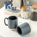 Hasense Coffee Cups Ceramic, Coffee Mugs with Handles Set of 4, 15 oz Tea Cups for Home and Office, Stylish Colorblocking Mugs for Coffee, Tea, Latte, Hot Chocolate, Christmas Cups Gift, Deep Blue by CozyNest Decor