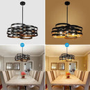 6-Light Modern Farmhouse Chandeliers for Dining Room, Rustic Multiple Rings Pendant Lighting, Industrial Metal Round Chandelier for Kitchen Entryway, Black with Gold Interior by CozyNest Decor