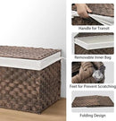 Wicker Storage Basket with Lid, 42.3 Gallon (160L) Large Blanket Basket with Lid, Woven Storage Bin with Handles, Removable Liner, Metal Frame, Foldable, for Bedroom, Laundry Room, Brown by CozyNest Decor