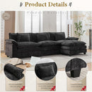 URRED Modular Sectional Sofa Comfy Cloud Couch, Modern Chenille Sofa Sleeper Deep Seat Couches with Ottoman/Pillows for Living Room (Black, 117''- L Shape) by CozyNest Decor