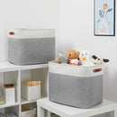 DULLEMELO Extra Large Storage Baskets, Fabric Storage Bins for Organizing Shelves Nursery Toys Books, Closet Baskets and Bins with Handles, White&Grey, 2-Pack by TinyTreasures Baby Boutique