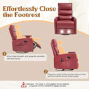 Manual Swivel Rocker Recliner Chair for Adults, Overstuffed Reclining Glider Chair for Nursing with Vibration Massage & Heat, Living Room Rocking Recliner 3-Stage backrest, Faux Leather Red by CozyNest Decor